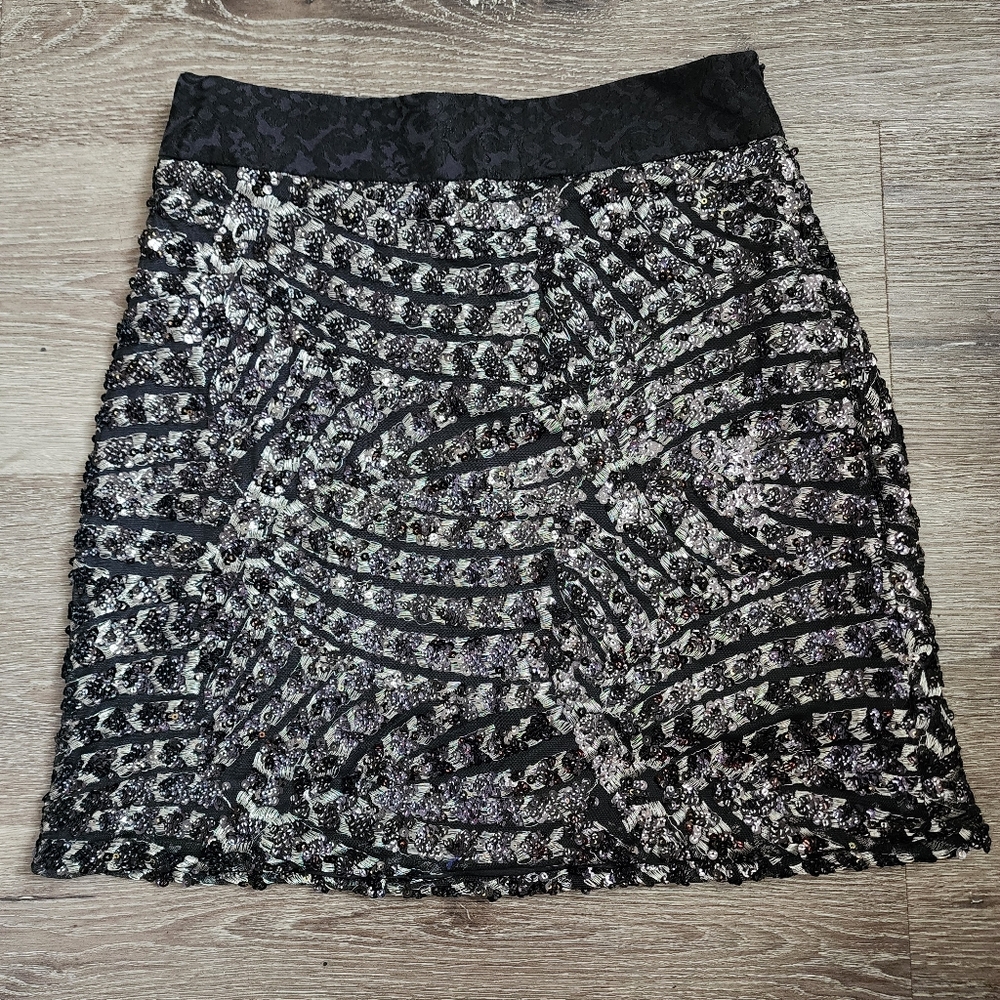 Zara Black Sequence Mini Skirt Size XS